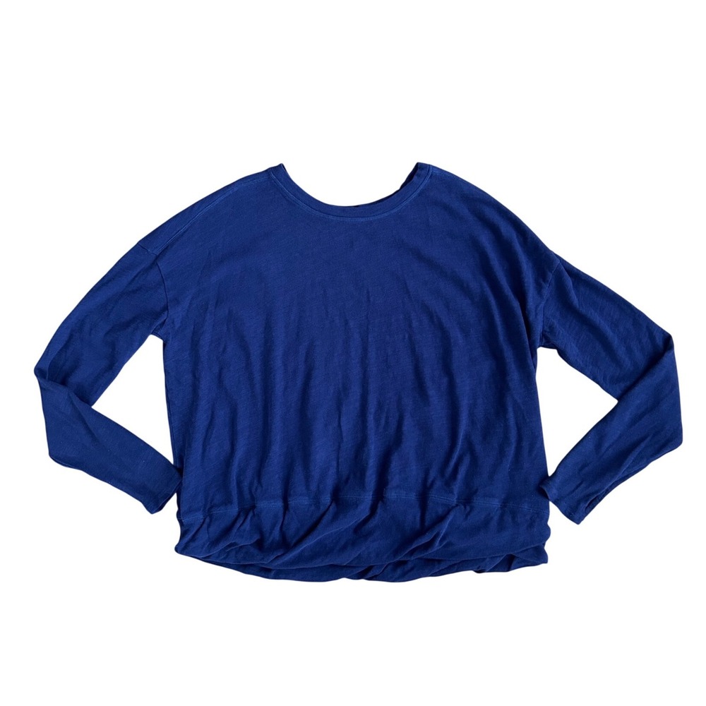 Peruvian Connection Blue Cotton Lagenlook Loungewear Long Sleeve Top‎ Womens S